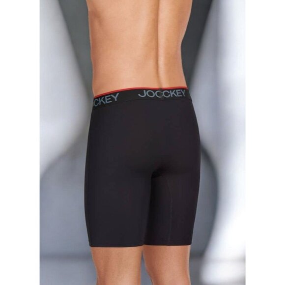 Mens Jockey Chafe-Proof Pouch Microfiber Long Leg Boxer Briefs Large Black NEW - Picture 7 of 10